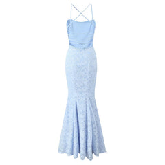Sexy Backless Bandage Long Fishtail Dress For Women Elegant Wedding Guests Party Evening Gowns Dresses Maxi Robe Yellow