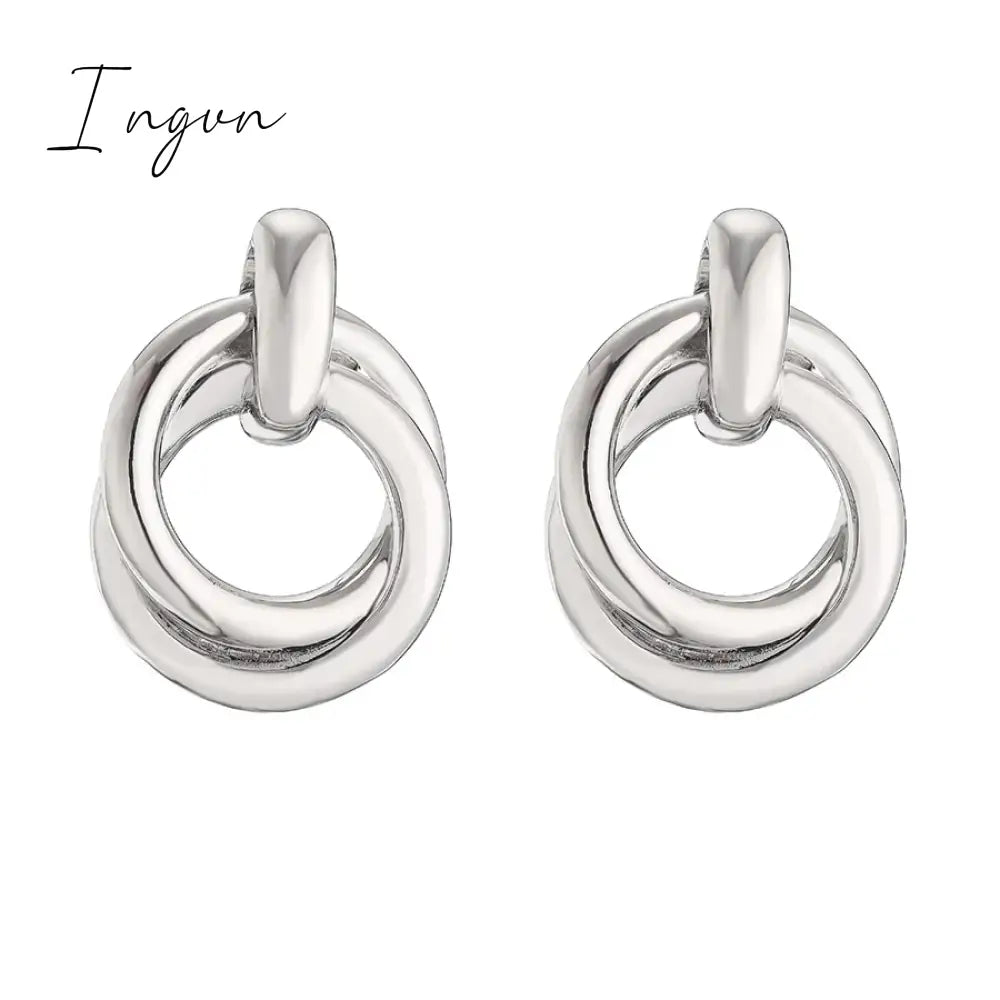 New Trendy Vintage Golden Silver Plated Wrapped Earrings for Women Niche Design Elegant Party Jewelry Girlfriend Gifts