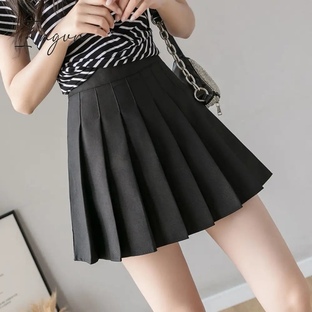 Ingvn - Fashion Kawaii Summer Women Skirts High Waist Cute Sweet Girl's Pleated Skirt Korean Style Mini Skirts for Women