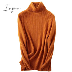 Ingvn - 100% Merino Wool Turtleneck Women Sweater Autumn Winter Warm Soft Jumper Women Knitted Pullover Femme Cashmere Sweater Knit