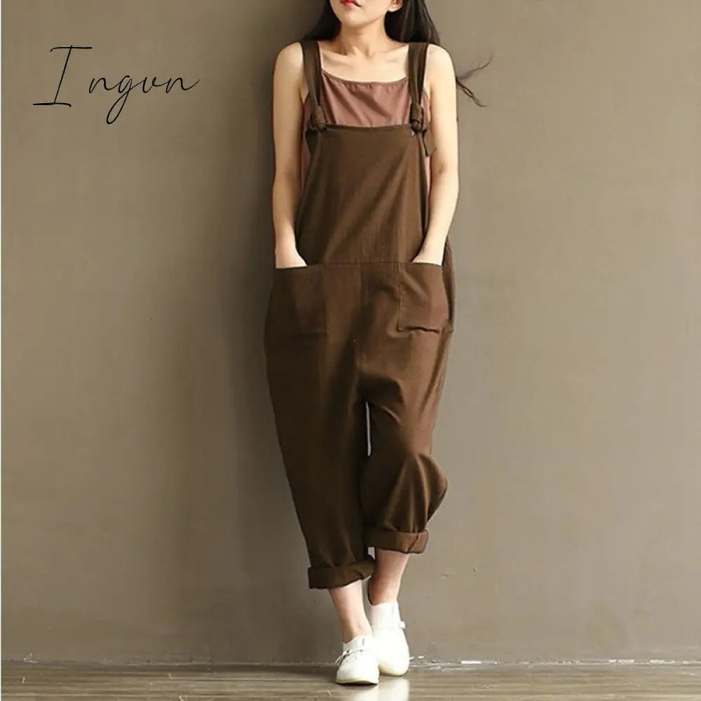 Ingvn - Ladies Casual Women Jumpsuits Loose Solid Harem Trousers Casual Ladies Overallpants Playsuits Wide Leg Pants Plus Size 5XL