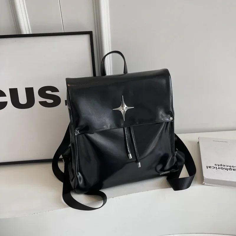 Ingvn  Silvery Womens Backpack Fashion Pu Leather Trend Backpacks for Ladies Casual Versatile High Street Female Bag