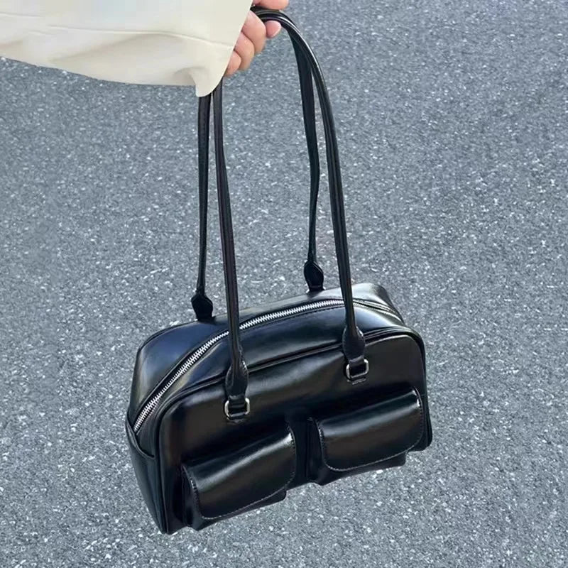 INGVN  Luxury Design Korean Vintage Trendy Shoulder Bags Fashion Casual All Match Handbags Women Y2k Streetwear Chic Solid Underarm Bag