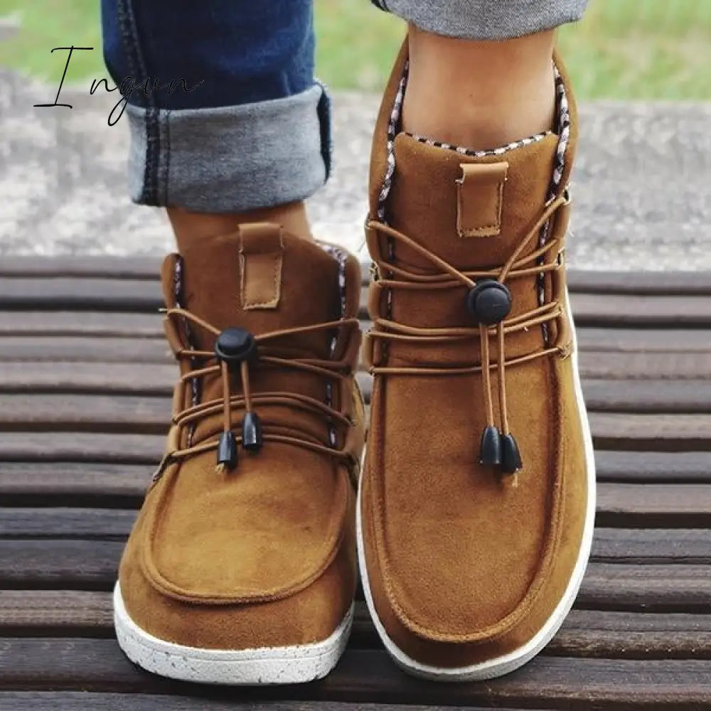 Ingvn - Casual Laced Front Ankle Boots