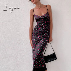 Ingvn - Sexy Ladies Sling Sleeveless Off-shoulder Floral Print A-line Dress Summer Sweet Women Beach Slim Dress Elegant Bodycon Vestidos