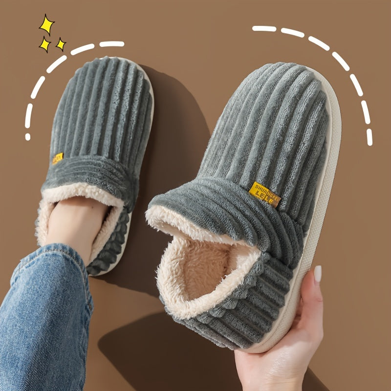 Cozy Warmth Indoor Slippers – Plush-Lined, Solid Color, Easy Slip-On, Comfortable Wear
