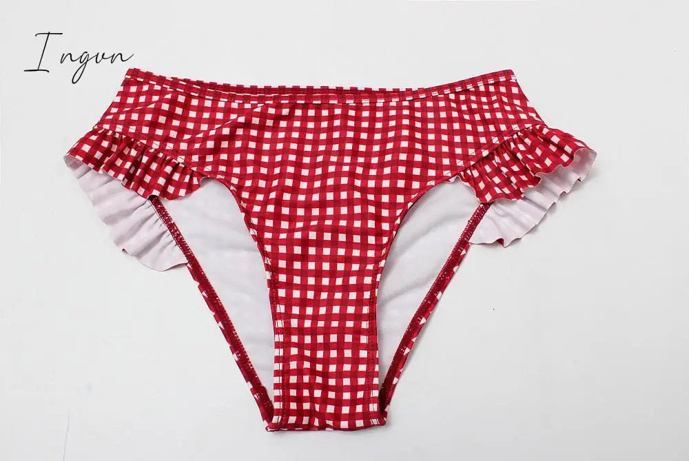 Ingvn - Plaid Split Swimsuit