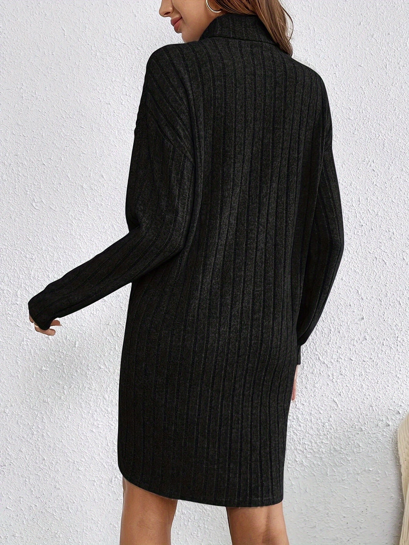 Stylish Turtle Neck Knit Dress - Soft, Elegant, Textured Long Sleeve Design for Spring & Fall, Comfortable Women's Clothing for Everyday Wear