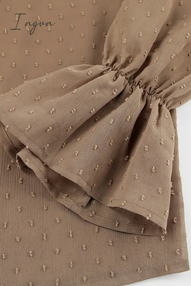 Ingvn - Sweet Elegant Solid Flounce Mandarin Collar Blouses(3 Colors)
