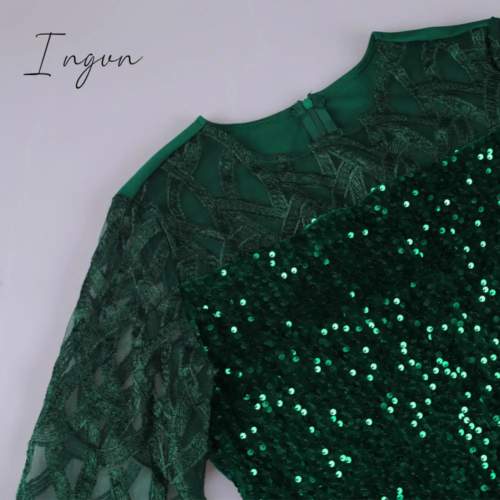Ingvn - Party Dresses Plus Size Women's Summer Dress for Women Elegant Sequin Green Bodycon Dress Evening Wedding Outfits 4XL 5XL
