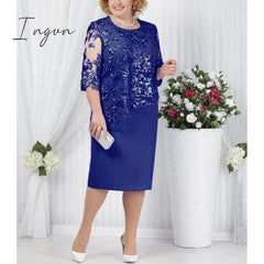 Ingvn - Fashion Trends Elegant Half Sleeve Lace Evening Dress Plus Size O Neck Short Mother Of The Bride Dresses Red Wedding Guest Party Gowns