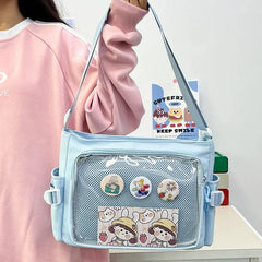 Ingvn  Candy Colour Cute Shoulder Bag Anime Expo Transparent Badge Display Messenger Bag Women Doll Itabag Crossbody Bag