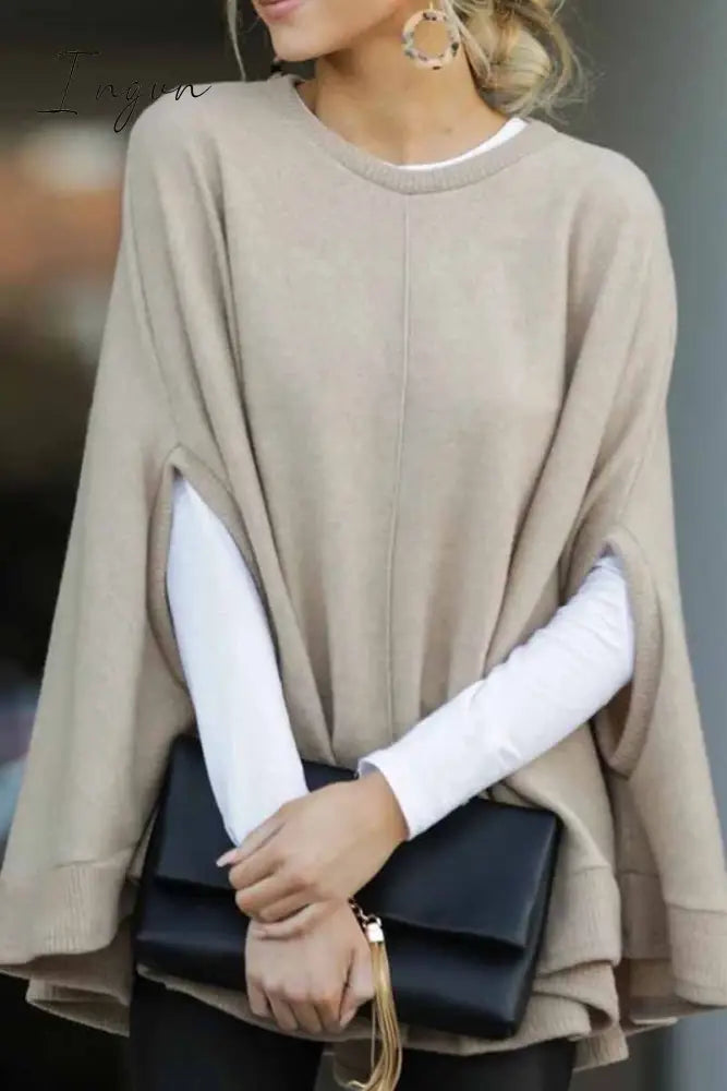 Ingvn -  Cape Loose Crew Neck Tops