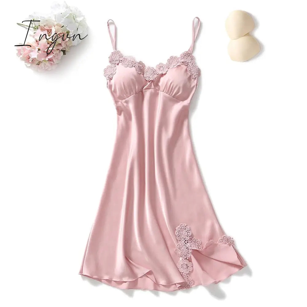 Ingvn - Yellow Robes Suit Autumn Women Nightgown Sets 2 Pieces Nightdress Bathrobe With Chest Pad Female Satin Kimono Bath Gown Sleepwea