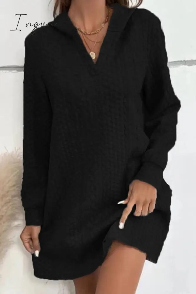 Ingvn - Casual Solid Patchwork V Neck A Line Dresses