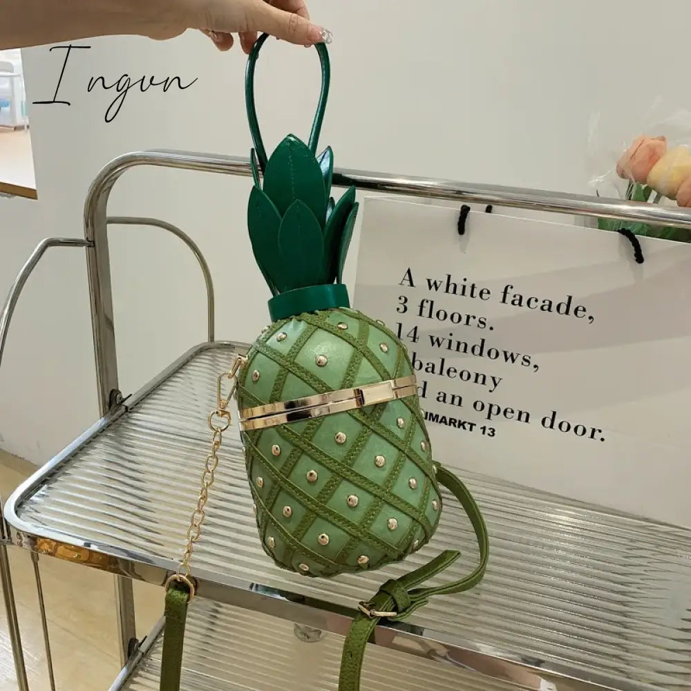 Ingvn - Women Bag 2024 Fashion Cute Pineapple Design Shoulder Bag Originality Design Ladys Crossbody Bag Metal Chain Handbag