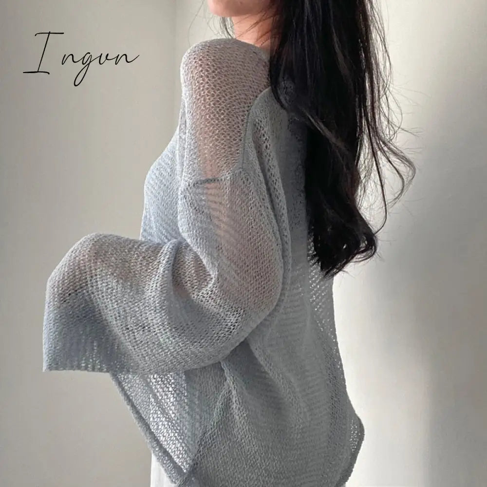 Ingvn - Lazy Style Full Sleeves Jumpers Tops Hollow Out Sexy Women Fashion Casual Streetwear Chic Femme Sweaters Pullovers