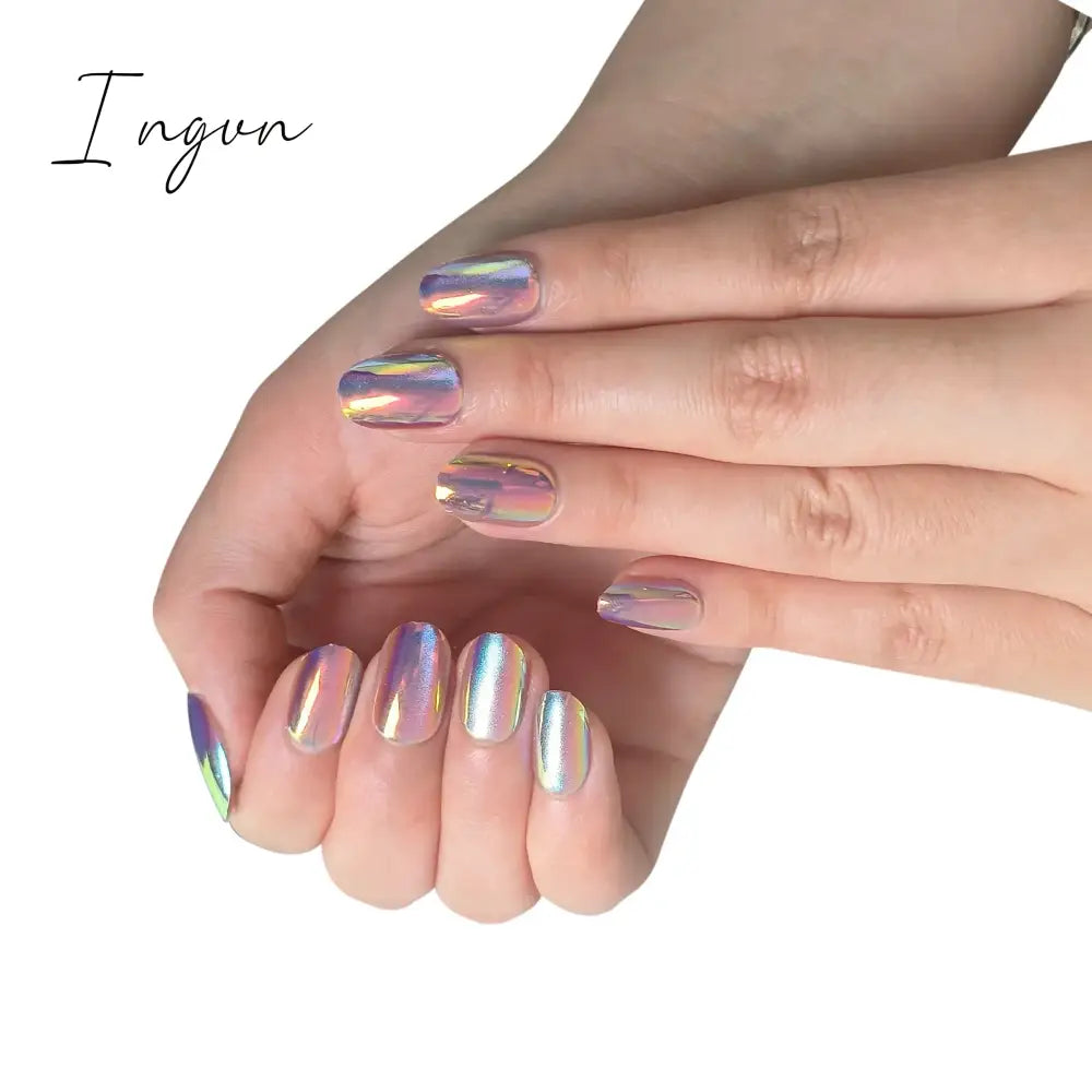 24pcs Short Glitter Purple False Nails  Almond Stiletto French Wearable Fake Nails Art Artificial Full Cover Press on Nail Tips