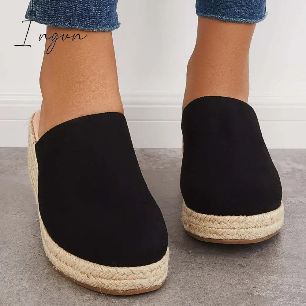 Ingvn - Espadrilles Mule Wedges Slip on Backless Sandals