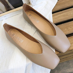 INGVN  Fashion Women Flat Shoe  Elegant Shallow Low-heeled Sandals 2026 Beige Korean Slippers Square Toe Slip-on Simple Woman Shoes