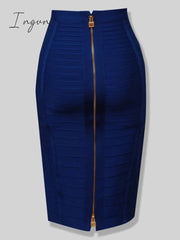 Ingvn - 16 Colors XL XXL Sexy Solid Zipper Orange Blue Black Red White Pink Bandage Skirt Women Elastic Bodycon Summer Pencil Skirt 58cm