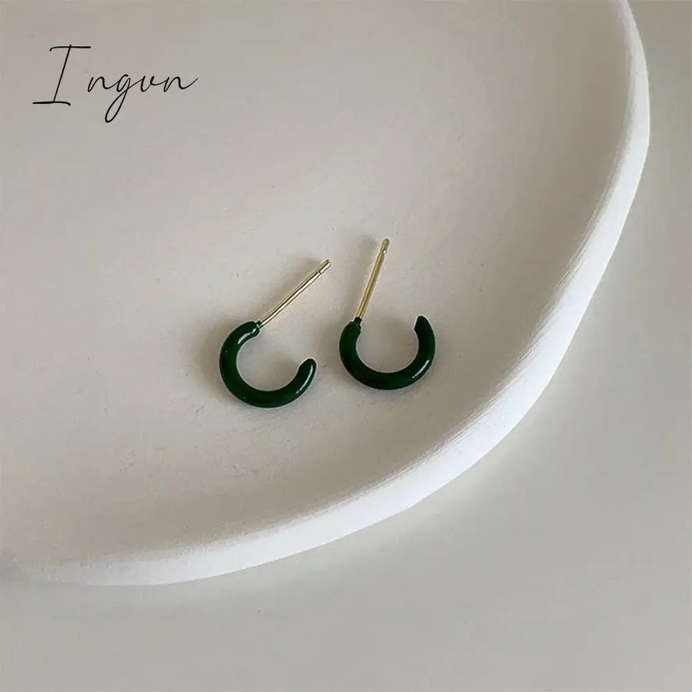 Trendy Simple Colorful Hoop Earrings for Women Exquisite Gold Plated Needle Studs Sweet Elegant Party Jewelry Girlfriend Gifts