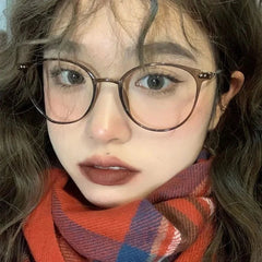 INGVN  Metal Round Frame Glasses Computer Reading Working Accessories Anti Blue Light Women Men Vintage Transparent Optical Eyeglass