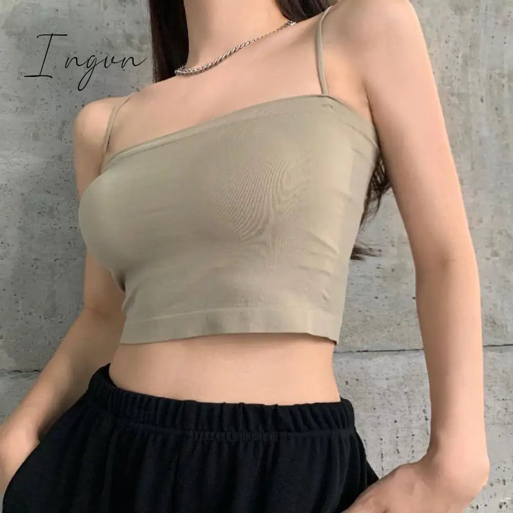 Ingvn - 2023 Summer Women's Camisole Sexy Padded Tank Tops Sleeveless Corset Top Female Lingerie Halter Thin Straps Camis Built-in Bra