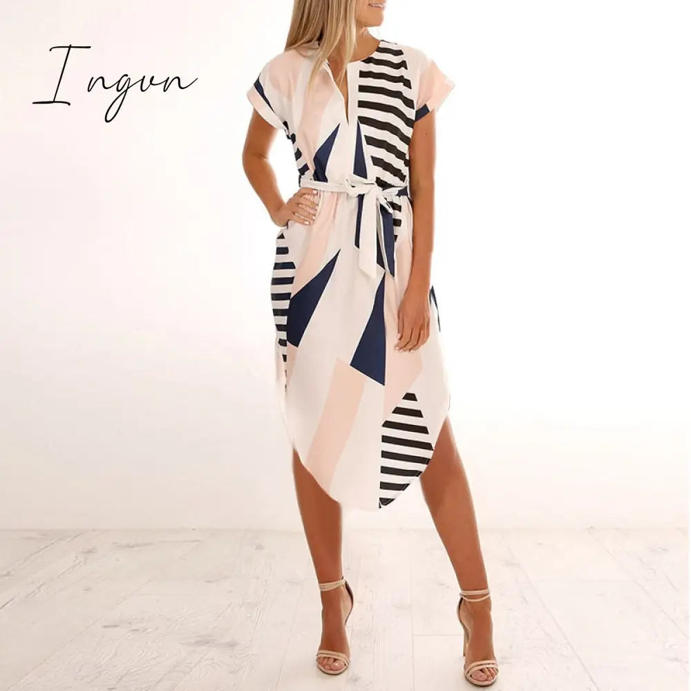 Ingvn - 2023 Summer Beach Maxi Dress Women Floral Print Boho midi Dress Ruffles Wrap Casual V-Neck Split Sexy Party Dress Robe