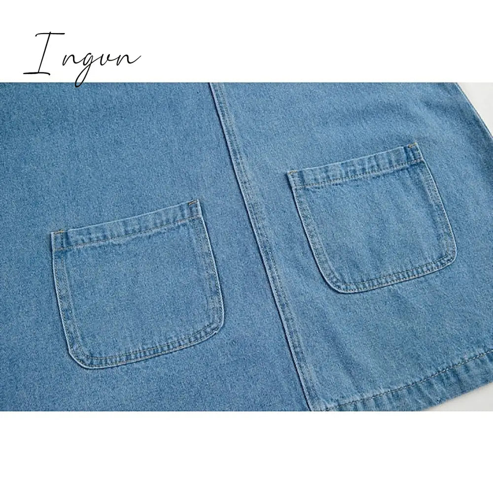 Ingvn - Women's Casual Dress Shift Dress Denim Overall Pinafore Dress Mini Dress Denim Fashion Modern Outdoor Daily Vacation U Neck Pocket Sleeveless Summer Spring 2023 Regular Fit Black Blue Gray Plain S M