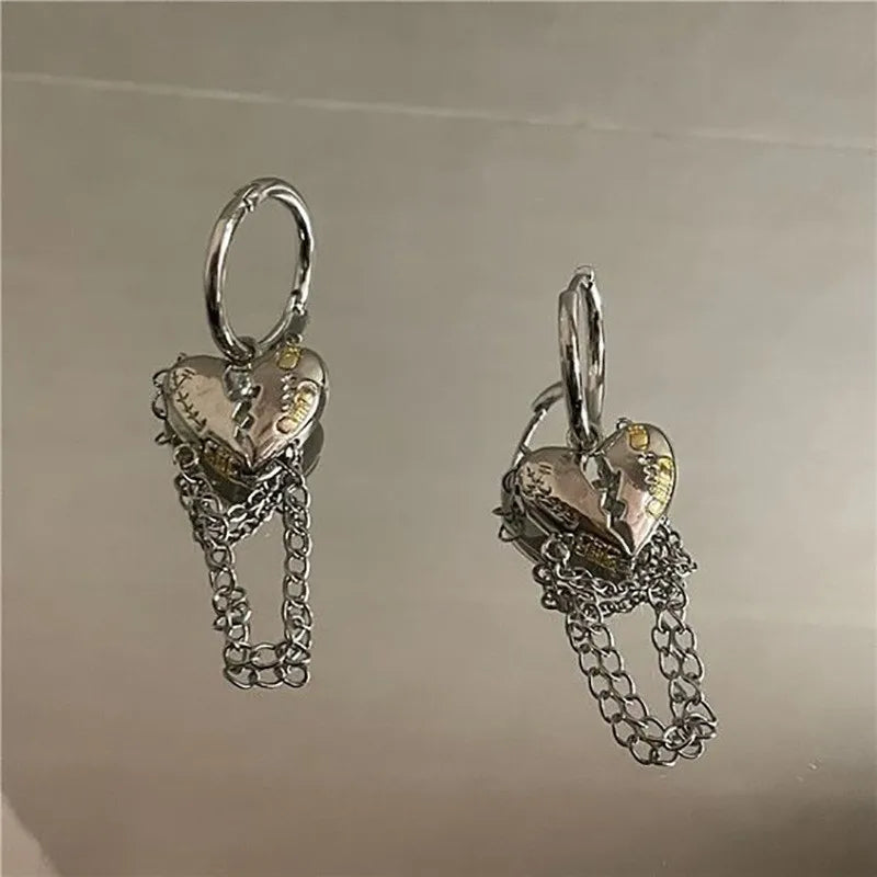 INGVN  Fashion Irregular Water Drop Earrings for Woman Retro Punk Hip Hop Sliver Color Metal Geometric Earrings New Jewelry Girls Gifts