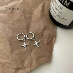 Y2K Goth Harajuku Sweet Cool Silver Color Metal Stars Drop Pendant Earring For Women Egirl Aesthetic Accessories Jewelry