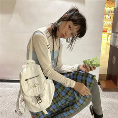Ingvn  White Y2k Womens Backpack Vintage Pu Leather Casual Large Capacity Aesthetic Backpacks Fashion Female Luxury Designer Bags
