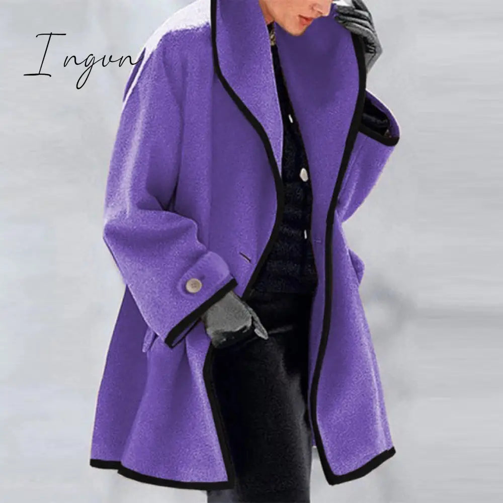 Ingvn - Fashion Trends Women Retro Single Button Solid Long Cardigan Jackets Autumn Long Sleeve Pocket Outwear Winter Hooded Blend Wool Coat Tops