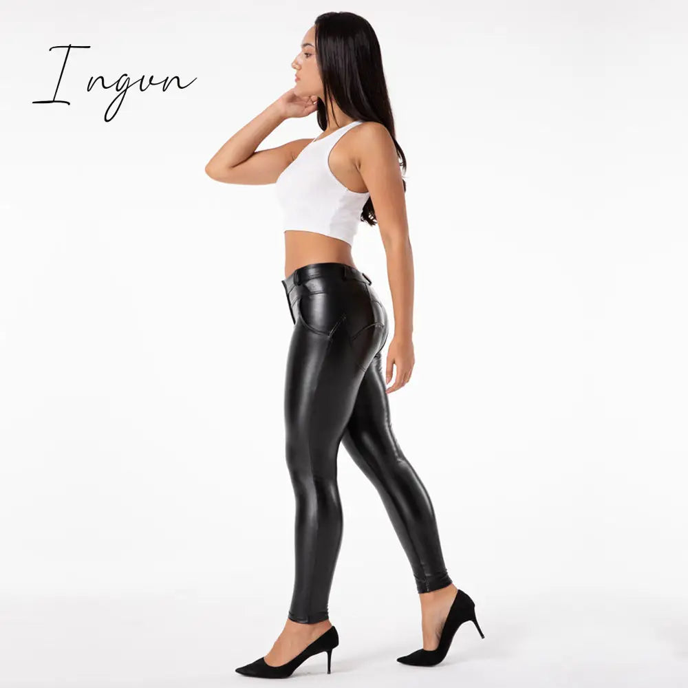 Ingvn - Melody Faux Leather Pants for Women Plus Sizes Skinny Leggings Latex Pencil Pu Pants Women's Clothing Fashion