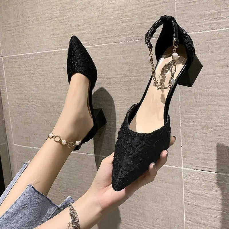 Sandals Woman Elegant Designer Block Heels Sandal Summer New Chunky High Heeled Women's Shoes Trend Shoe Sexy Party Fashion