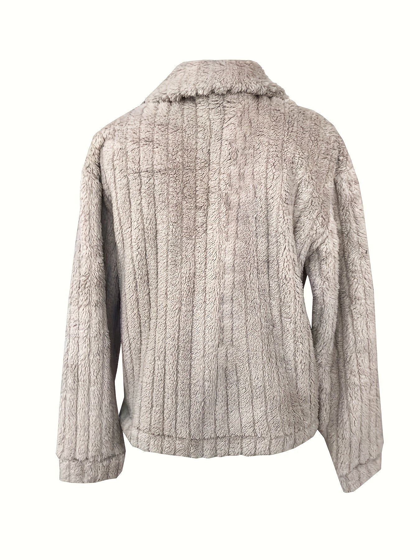 Warm and Cozy Women's Casual Solid Long Sleeve Button Front Teddy Coat for Winter Outerwear