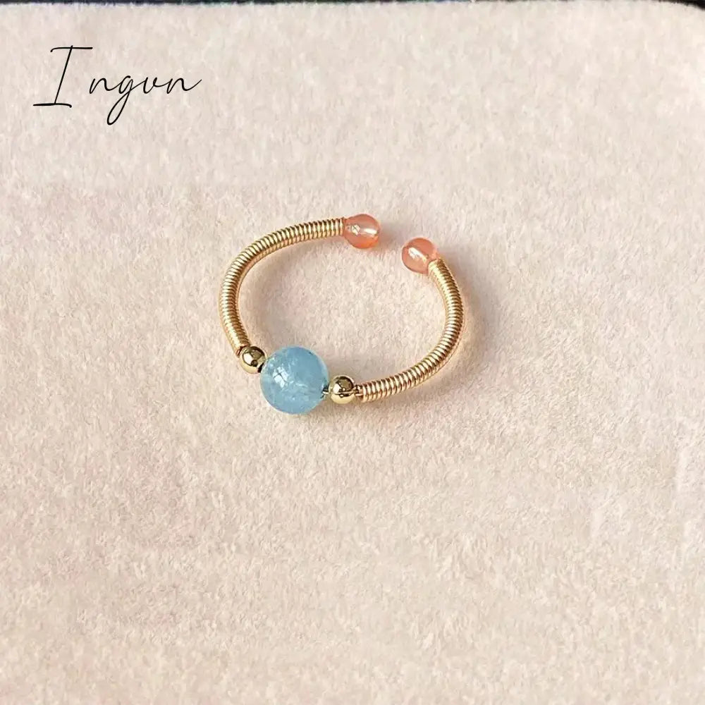 New Fashion Simple Colorful Crystal Natural Stone Opening Ring for Women Exquisite Copper Ring Sweet Elegant Party Jewelry