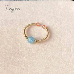 New Fashion Simple Colorful Crystal Natural Stone Opening Ring for Women Exquisite Copper Ring Sweet Elegant Party Jewelry