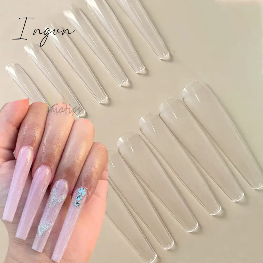 3XL Full Cover False Long Stiletto  Nail Tips Sculpted Clear Press On Artificial Fake Nails  Manicure Salon Supply 120pcs