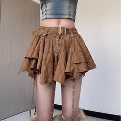 Korean style new retro ballet style irregular design hem ribbon skirt high waist slimming skirt for women Summer