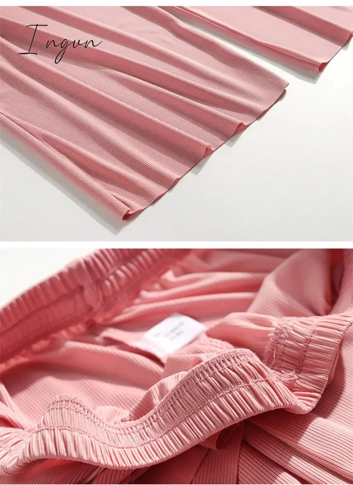 Ingvn - Female Home Clothes 2 Pieces Set Lady Home Suit Summer Women Lounge Wear Autumn Loose Homewear Suit for Women Pajamas Pants Set
