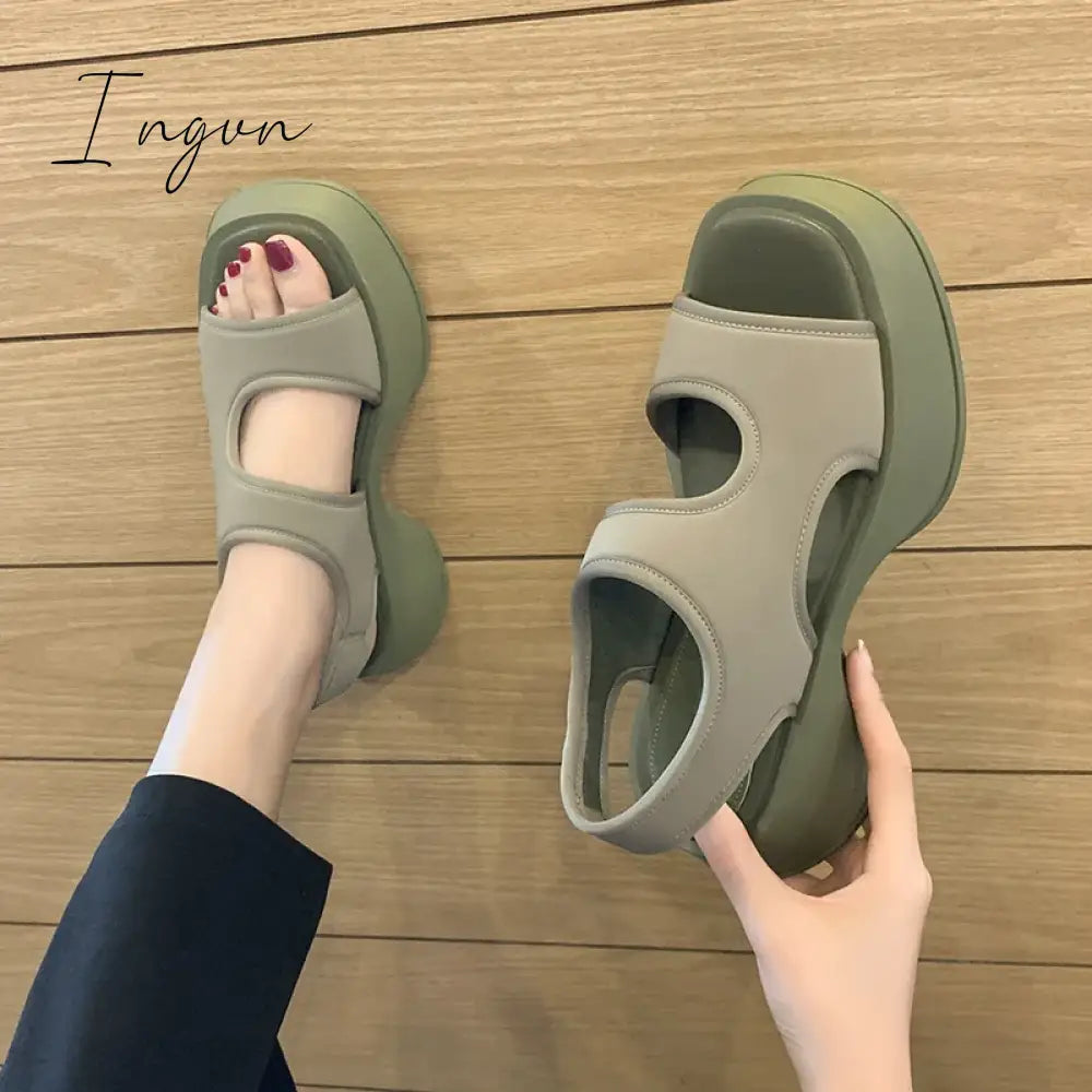 Ingvn - 2024 Fashion Women's Shoes Anti-Slip Platform Sandals Stretch Fabric Summer Comfort Ladies Walking Ladies Sandals Ladies Casual