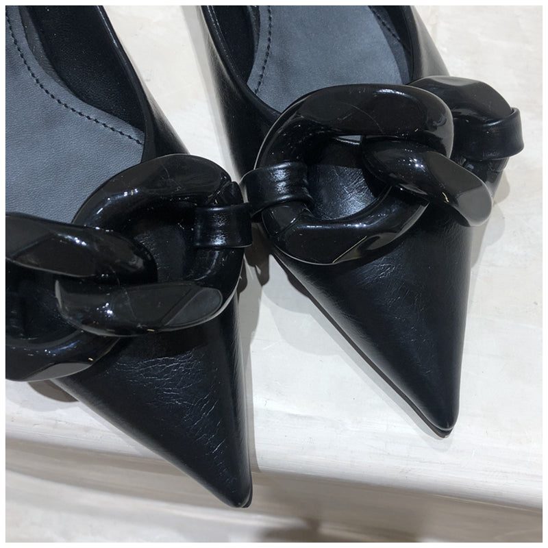 INGVN   Brand Design Chain Buckle Flat Shoes Women Flat Heel Ballet Pointed Toe Slip On Female Ballerina Casual Loafers