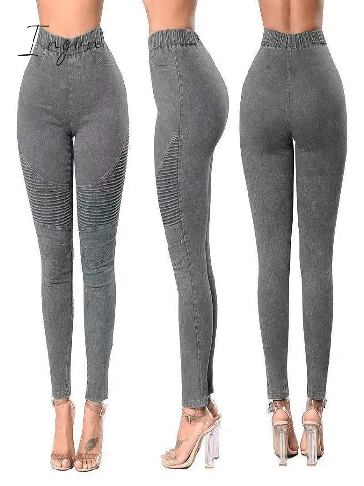 Ingvn - Autumn Winter Pants  For Women High Waist Vintage Baggy Mom Jeans Korean Fashion Denim Overalls Trousers Pants Streetwear