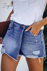 Ingvn - Ripped & Repaired Denim Skorts