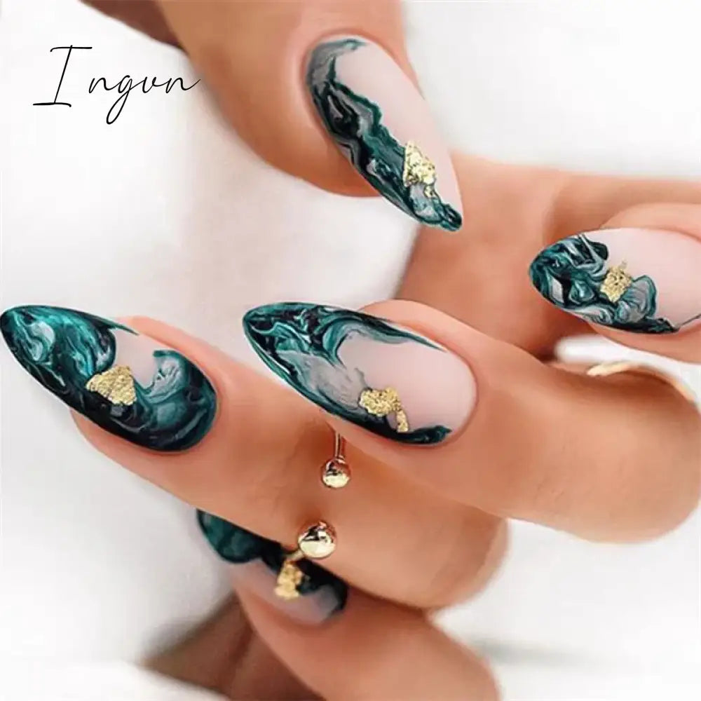 24Pcs Cute Oval False Nails Reusable And Adhesives Aesthetic False Almond Nails Complete Nail Kit Acrylic Press On Set For Gel