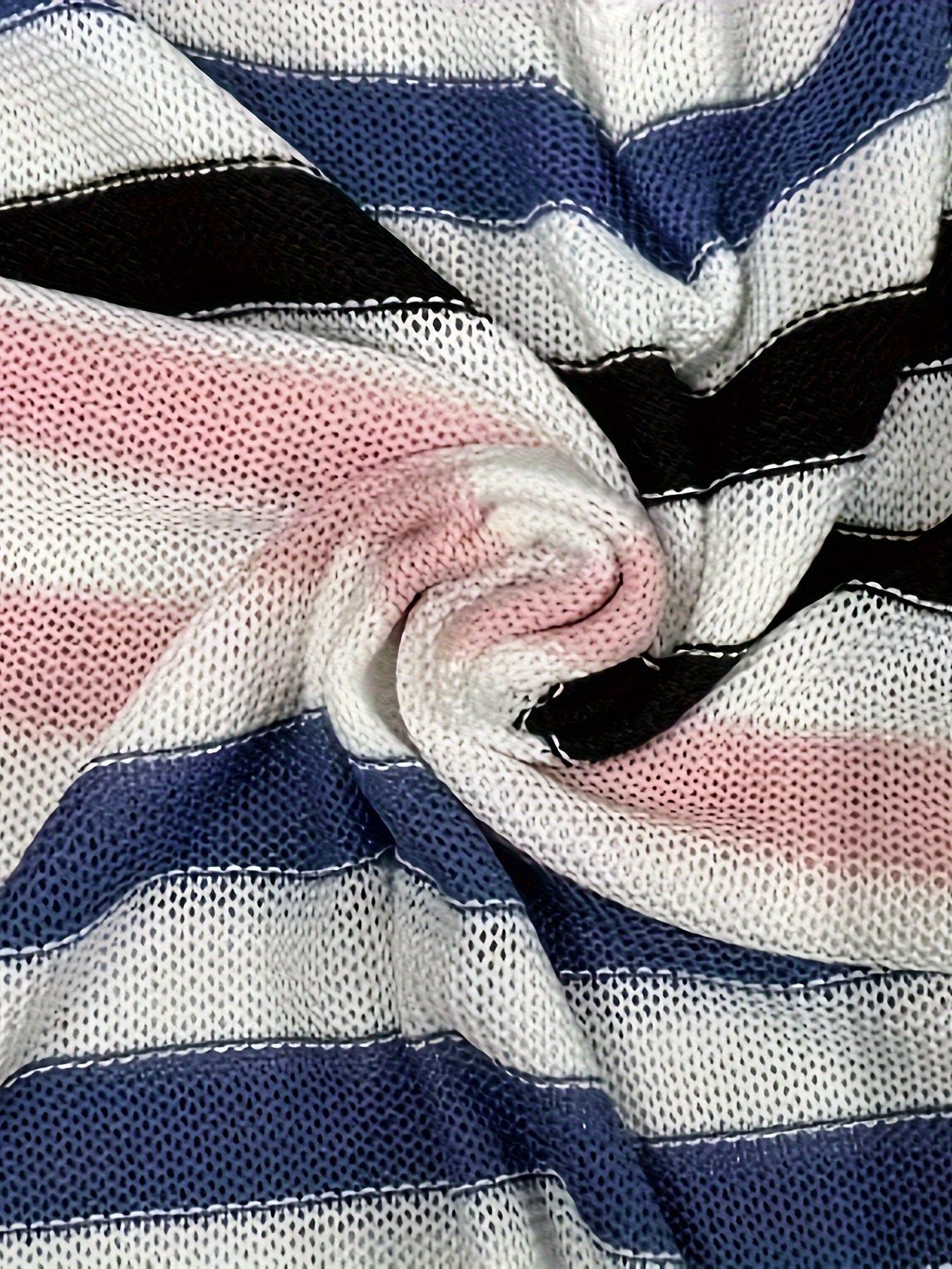 Striped Crew Neck Knit Sweater, Casual Short Sleeve Lightweight Sweater For Spring & Summer, Women's Clothing