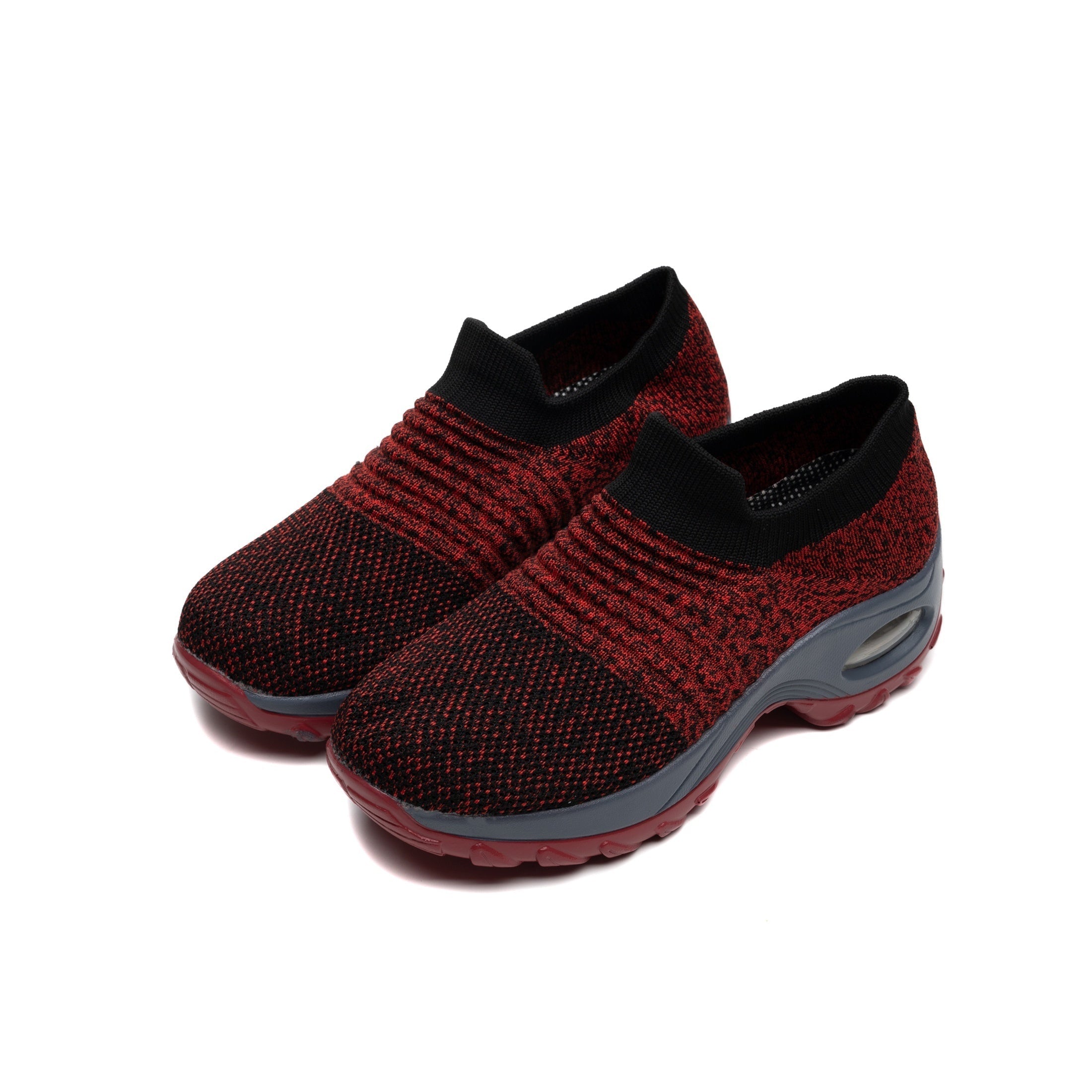 Women's Breathable Knit Sneakers, Comfortable Low Top Slip On Shoes, Women's Air Cushion Shoes plus size