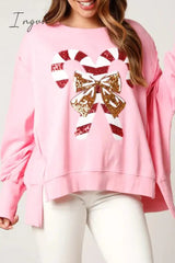 Ingvn - Casual Solid Sequins Printing O Neck Tops